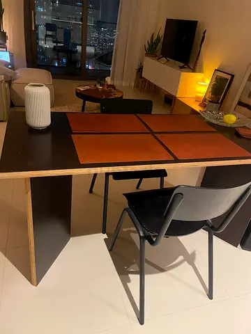 Design dining table with two chairs