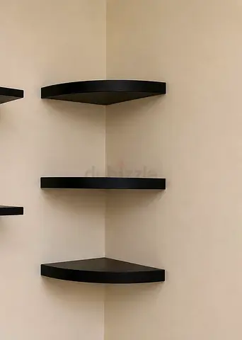 Set of 3 Black Floating Corner Shelves