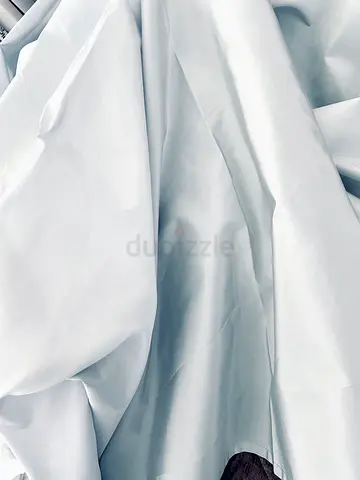 Set of 2 light grey taffeta curtains, size each: height 282sm, width 290sm