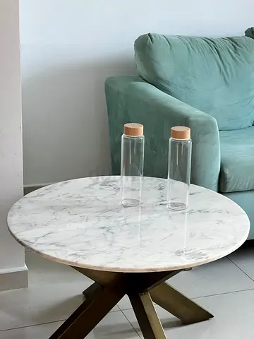 Glass Water Bottles with Wooden Lids – Set of 2