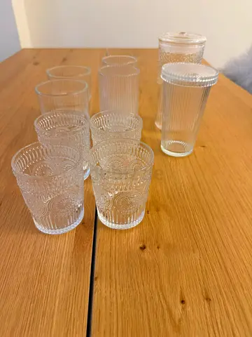 Set of Decorative Glass Tumblers and Cups - Great Condition