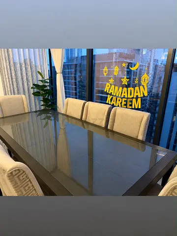 8 Seater Wooden Dining Set with Upholstered Chairs