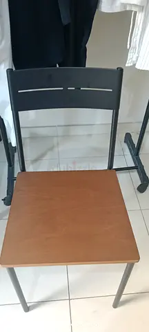 Simple Wooden Seat Metal Frame Chair - Good Condition
