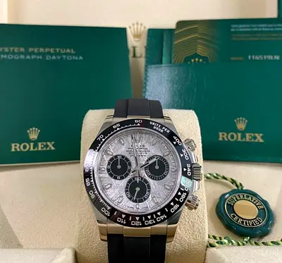 Rolex Daytona White Gold Meteorite dial Oyserflex 1:1 Clone With Box And Card