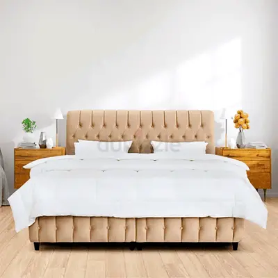 Warm beige chesterfield king bed