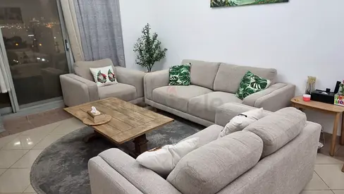 Light grey 3-seater sofa set with armchair — good condition
