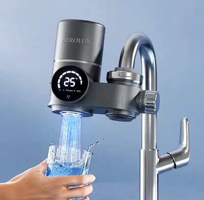 Aerolux Faucet-Mounted Water Filter with Digital Temp Display (Like New)
