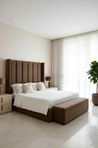 Modern Upholstered Bed Set with High Headboard