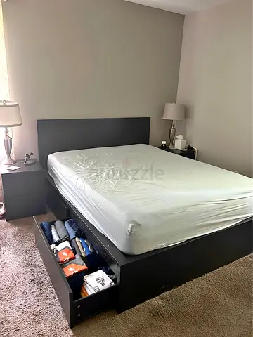 Ikea malm king storage bed with ikea mattress 180*200