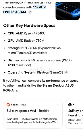 Handheld SuiPlayOX1-like gaming console - 512GB, Ryzen 7, 7in screen 16gb
