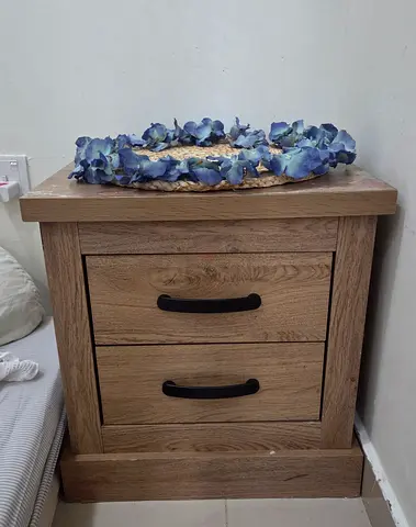 Modern Wooden Nightstand with Two Drawers