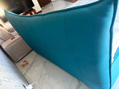 Modern Teal Leather Upholstered Bed Frame