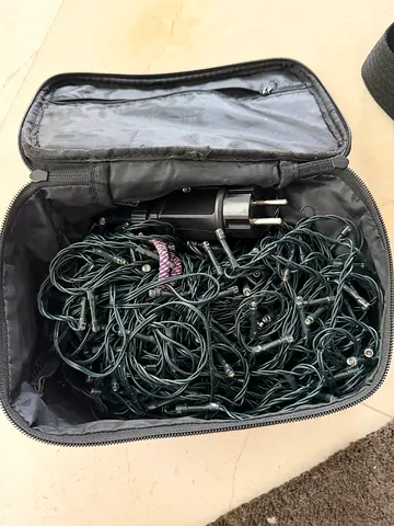Christmas lights with makeup bag