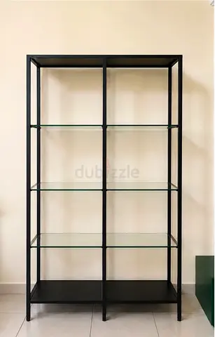 Black Metal Frame Glass Shelving