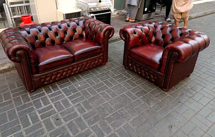 Sofa Chesterfield Red Leather 2+1