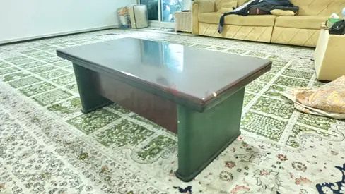 Solid wood low coffee table with dark finish