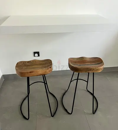 Wooden wall mounted bar table with 2 chairs - flawless