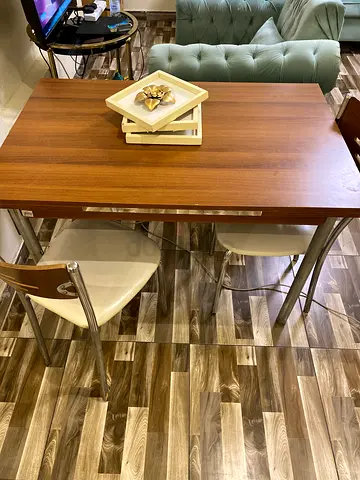 Wooden Dining Table with 4 Modern Chairs - Good Condition