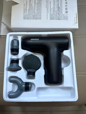 Miniso Massage Gun with 4 Heads - Compact Percussion Massager NEW
