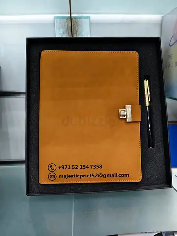Leather-Look Locking Diary with Pen (Brandable) - Like New