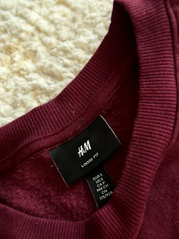 H&M Maroon & Green Loose Fit Sweatshirt - Size S
