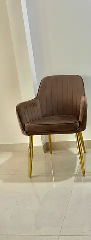 Poppins Brown Velvet Armchair with Gold Legs