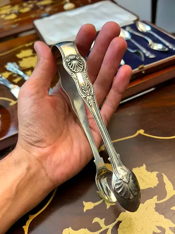 Antique Sterling-style Ornate Sugar Tongs