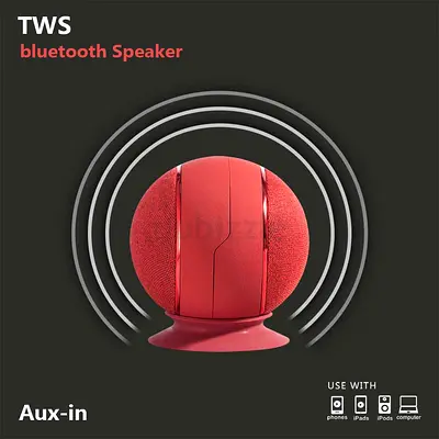 Compact Red TWS Bluetooth Speaker with Aux-in (Portable)
