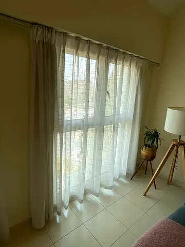 Set of Light Sheer Curtains with Opaque Drapes - Neutral white