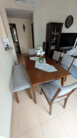 Home Centre - Solid Wood 6-Seater Dining Table with Bench and 4 Chairs - Perfect Condition