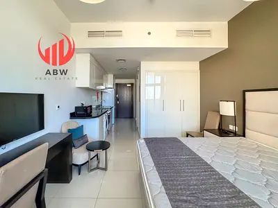 استوديو مفروش | برج 108 JVC | شرفة مطلة على المدينة