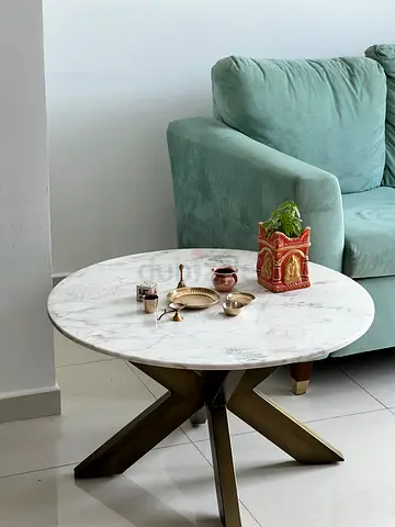 Traditional Hindu Puja Set with Brass Accessories & Tulsi Planter
