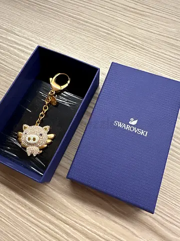 Swarovski Gold Crystal Cow Keychain/Bag Charm - New