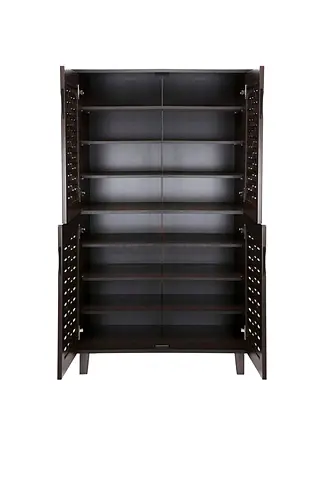 Tall Dark Wood Cabinet / Storage Cupboard with Multiple Shelves