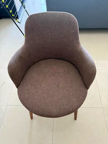 Brown Fabric Accent Chair with Wooden Legs - Good Condition