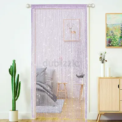 Light Purple Beaded String Curtain Divider with Sparkle