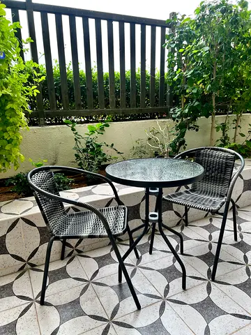 ACE hardware Outdoor Bistro Set - Glass Top Table with 2 Wicker Chairs