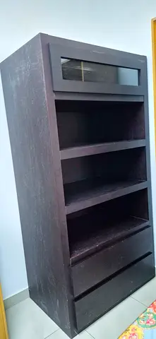 Dark Wood Storage Organizer - 4 Shelves and 2 drawers