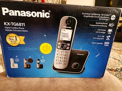 Panasonic Kx-Tg6811 Single Dect Cordless Telephone, Black&Grey