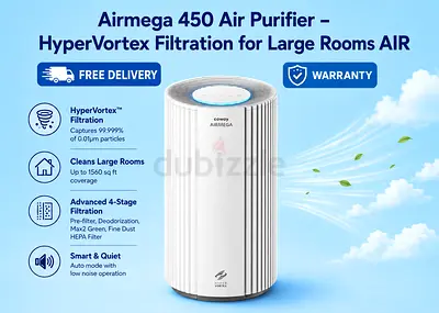 Coway Airmega 450 Air Purifier - HyperVortex Filtration for Large Rooms AIR