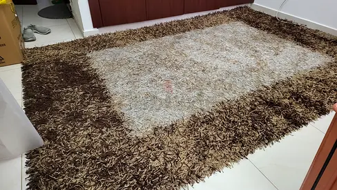 Soft Shaggy Rug (2×3 Meter)Beige & Dark Brown Must Go Today