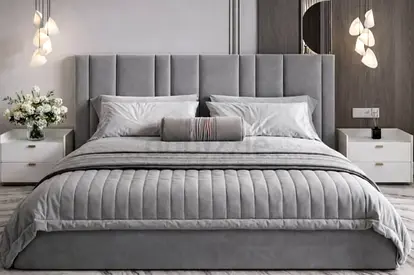 Brend New fabric wooden King size 180x200 Bed with Madical Matress Available