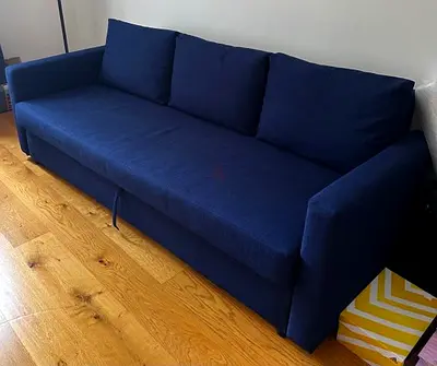 Blue 3-Seater Sofa Bed with storage