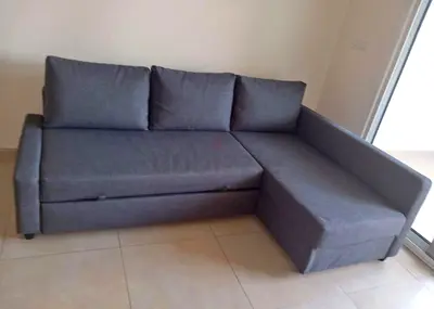 Grey L-Shaped Corner Sofa Bed