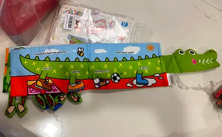 Soft Fabric Crocodile Interactive Children's Book / Bath Toy