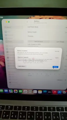 MacBook M1 Air 13-inch (Battery Health 100%) - Good Condition brand new. 8gb RAM and 256gb Storage