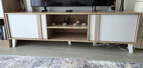 Stylish TV cupboard in Beige and White