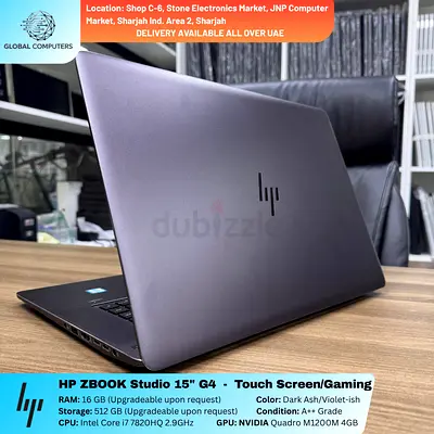 HP Zbook Studio 15 G4 Touch Workstation, Gaming - Core i7-7th Gen, Nvidia 4GB Graphics