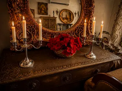 2 silver candles holders