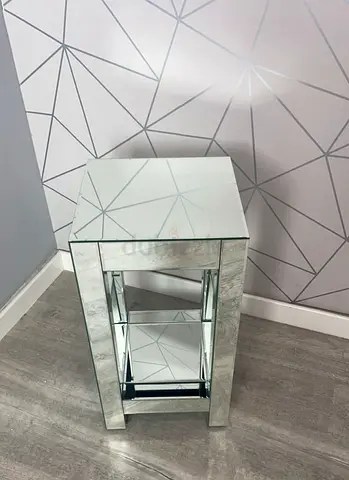 Mirrored Glass Side Table / Bedside Table (Good Condition)
